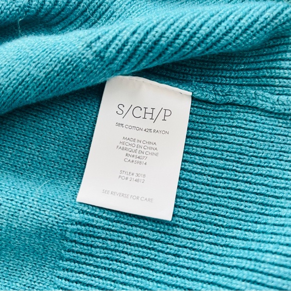 Cabi Small V Neck Button Front Teal Turquoise Sweater Cardigan Cotton Spring - Picture 6 of 10